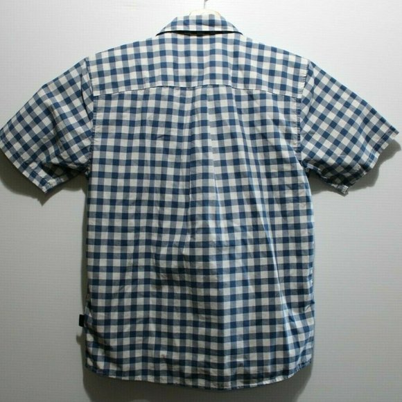 Patagonia Mens Small Organic Cotton Blue Short Sleeve Button Up Plaid Shirt - Picture 3 of 4